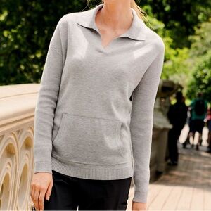 Talbots Winter Johnny Collar Gray Long Sleeve Fitted Sweater Ladies XS